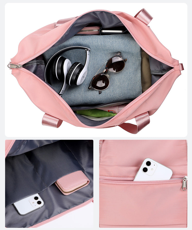 Large Capacity Expandable Gym Bag For Women - Waterproof Travel Duffel With Wet Pocket,Versatile Yoga Sports Bag With Shoe Compartment ,Stylish Tote & Shoulder Bag For Gym & Weekender