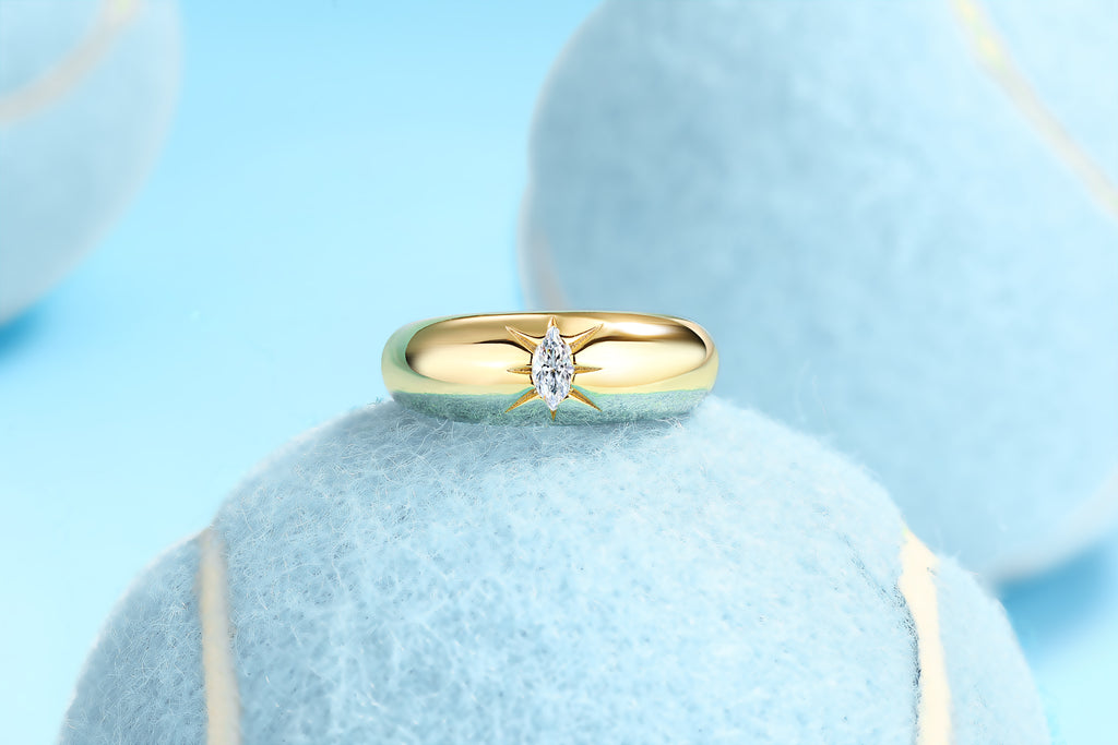 1Eight-prong Radiance - A Fashionable And Luxurious Jewelry Piece Set With Moissanite S925 Sterling Silver And Gold-plated Diamond Prohibit Tk Sales