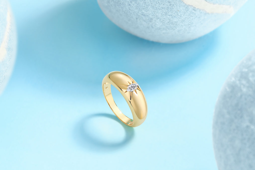 1Eight-prong Radiance - A Fashionable And Luxurious Jewelry Piece Set With Moissanite S925 Sterling Silver And Gold-plated Diamond Prohibit Tk Sales