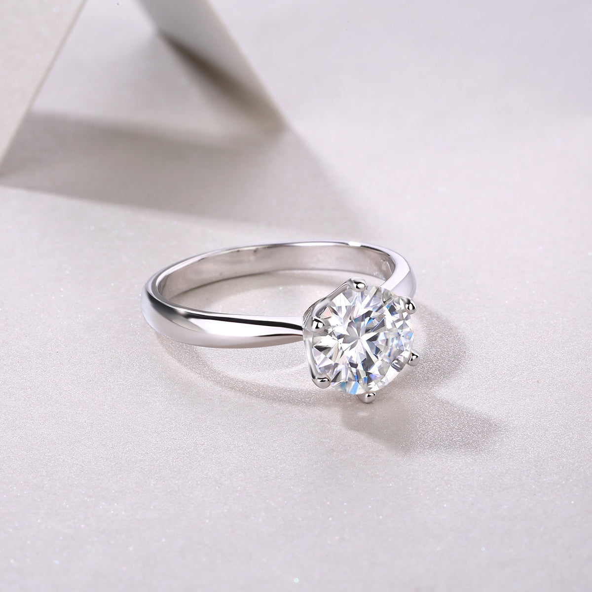 Classic Six-prong Mossan Diamond Silver Open Ring And Fixed Ring Prohibit TikTok sales