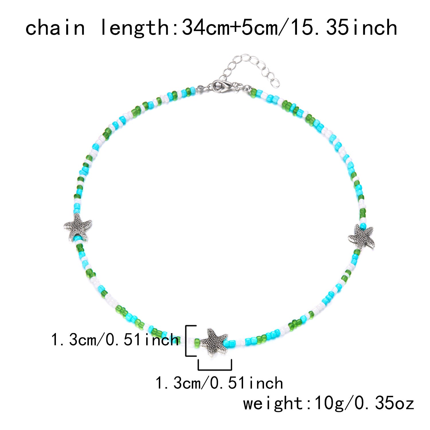 Bohemian Rice Beads Starfish Pendant Necklace for Women Handmade Imitation Pearl Colorful Beaded Choker Summer Beach Jewelry