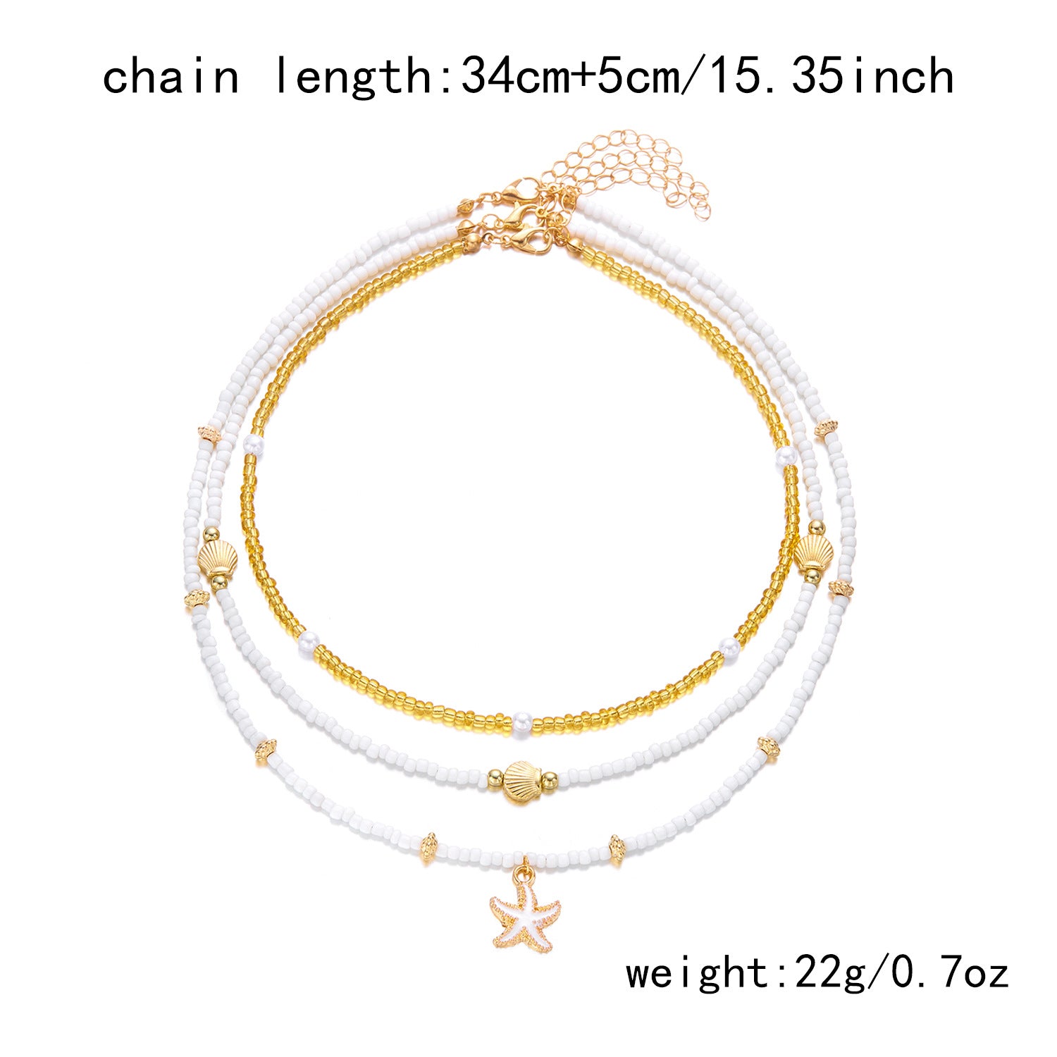 Bohemian Rice Beads Starfish Pendant Necklace for Women Handmade Imitation Pearl Colorful Beaded Choker Summer Beach Jewelry