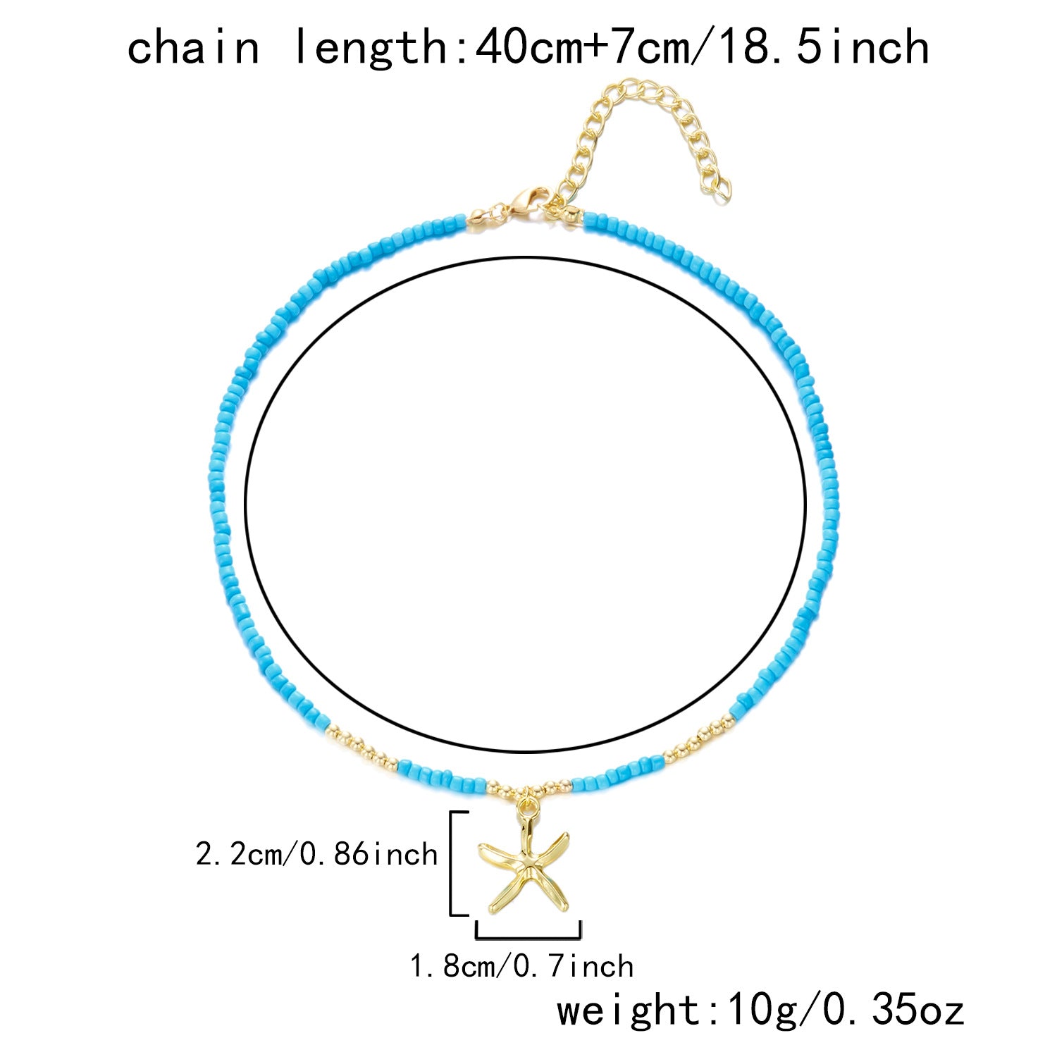 Bohemian Rice Beads Starfish Pendant Necklace for Women Handmade Imitation Pearl Colorful Beaded Choker Summer Beach Jewelry