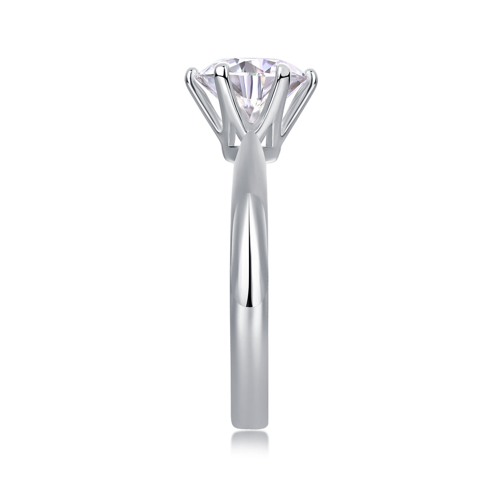 Classic Six-prong Mossanite Diamond Silver Open Ring And Fixed Ring