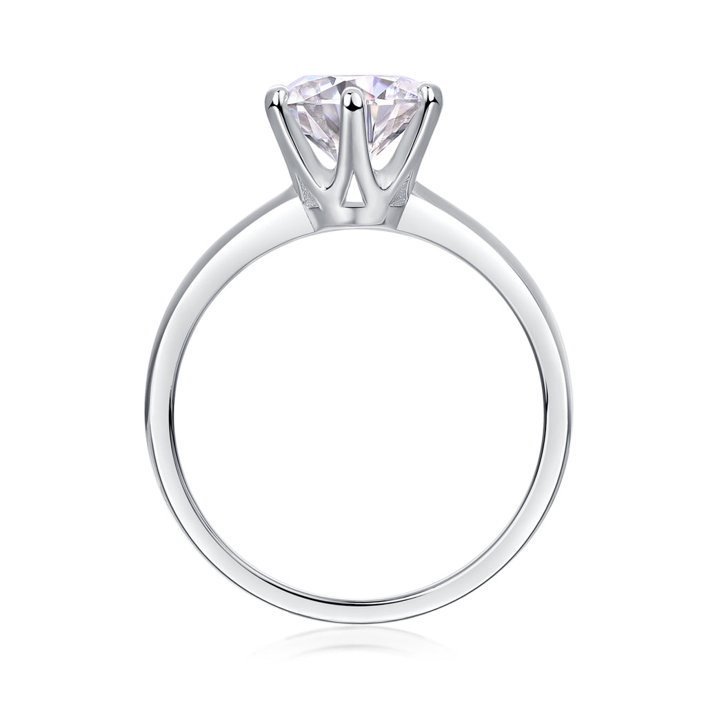 Classic Six-prong Mossanite Diamond Silver Open Ring And Fixed Ring