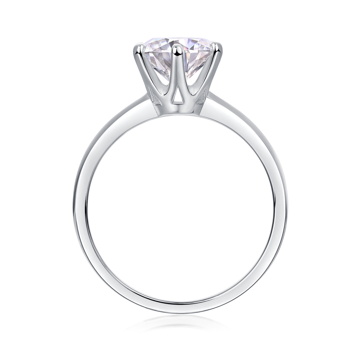 Classic Six-prong Mossan Diamond Silver Open Ring And Fixed Ring Prohibit TikTok sales